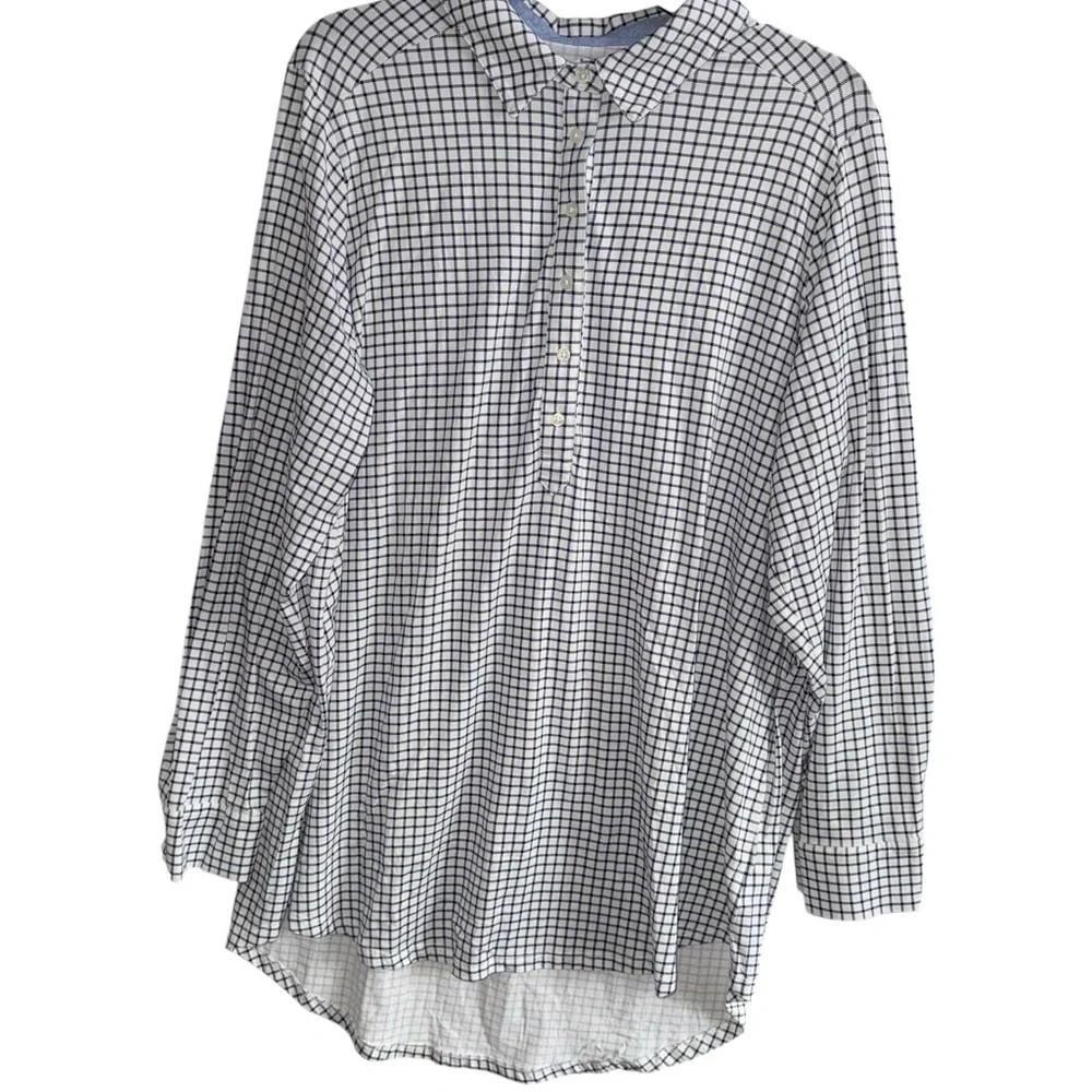 Lands’ End Women’s Blue and White Checkered Shirt Size 1X 16W-18W - Picture 1 of 6